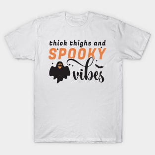 Thick Thighs And Spooky Vibes Funny Halloween Costume Women T-Shirt